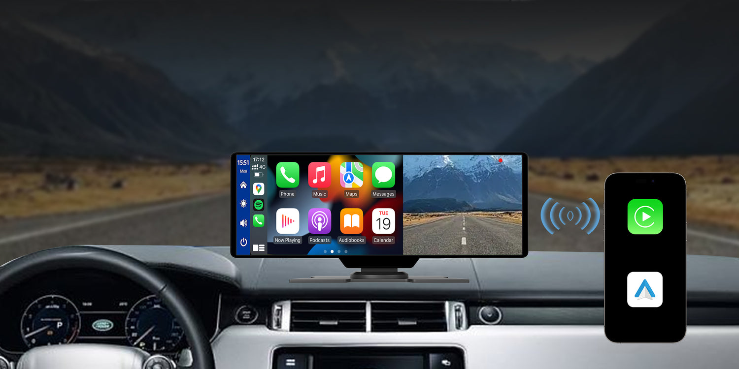 Tragbarer 10-Zoll-Apple-CarPlay- und Android-Auto-Autobildschirm